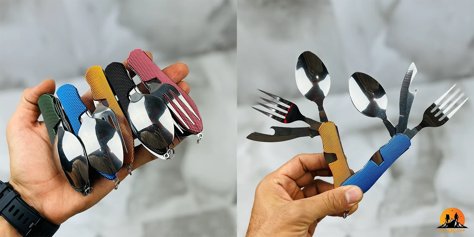 ست قاشق، چنگال و کارد استیل تاشو