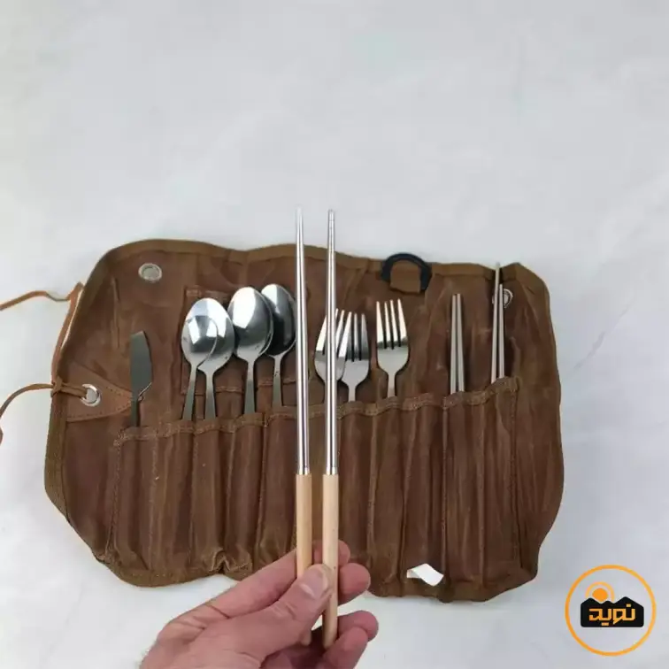 ست قاشق چنگال 3 نفره با کیف چرمی ماونتین هایکر مدل SZK453