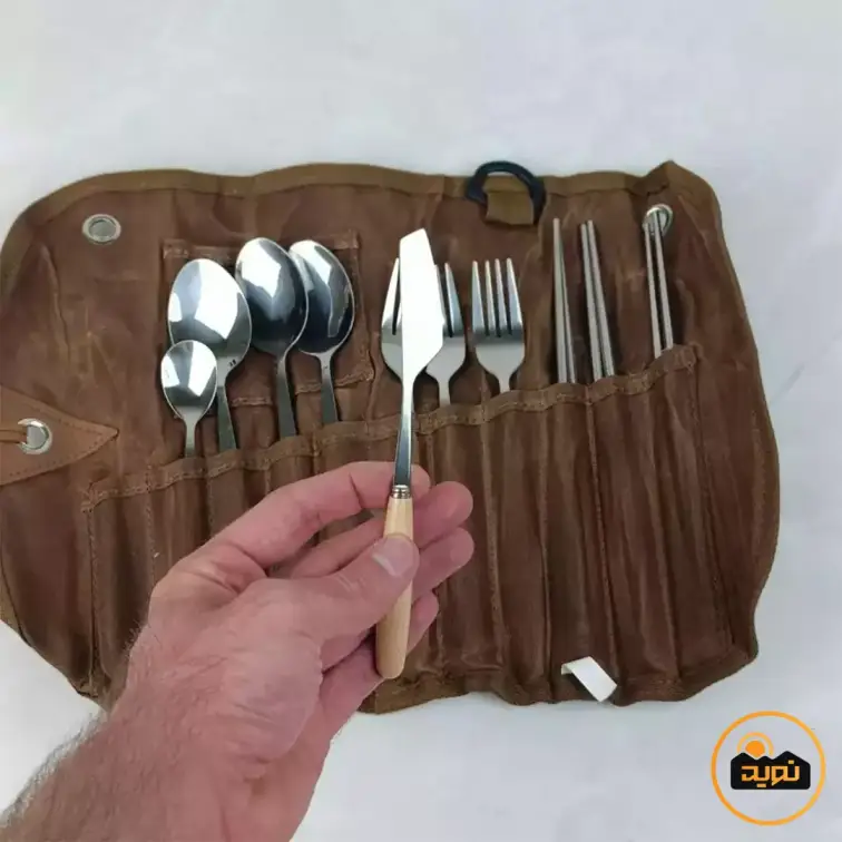 ست قاشق چنگال 3 نفره با کیف چرمی ماونتین هایکر مدل SZK453