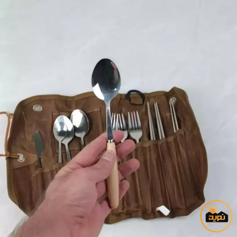 ست قاشق چنگال 3 نفره با کیف چرمی ماونتین هایکر مدل SZK453