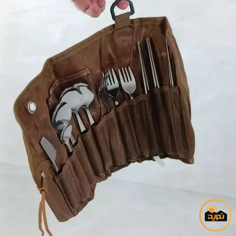 ست قاشق چنگال 3 نفره با کیف چرمی ماونتین هایکر مدل SZK453