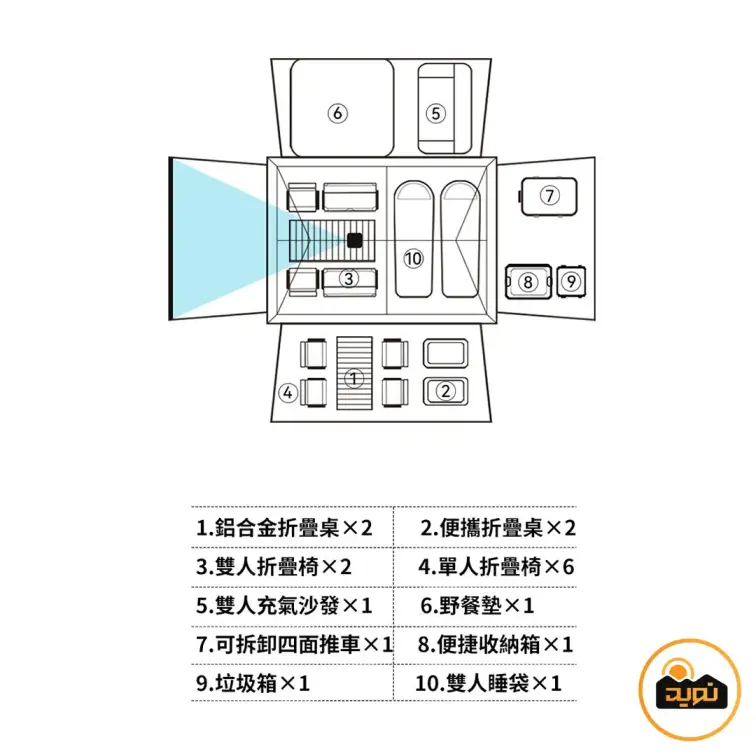 چادر اتوماتیک 5-8 نفره کابین گنبدی بلک‌ داگ مدل CBD2300ZP012