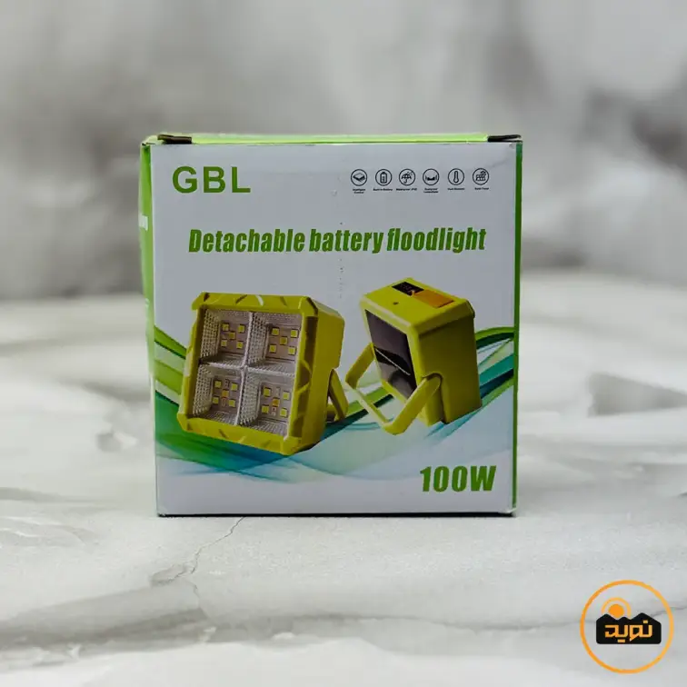 پروژکتور شارژی خورشیدی 100 وات جی بی ال GBL