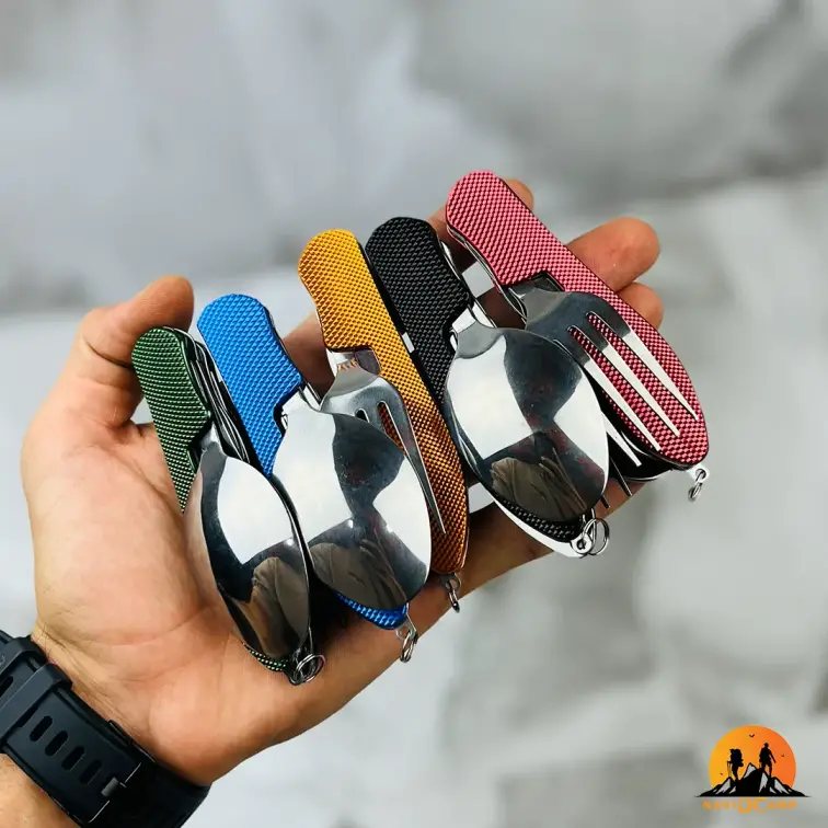 ست قاشق، چنگال و کارد استیل تاشو