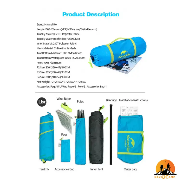 چادر دوپوش 2 نفره نیچرهایک NH18Z022-P