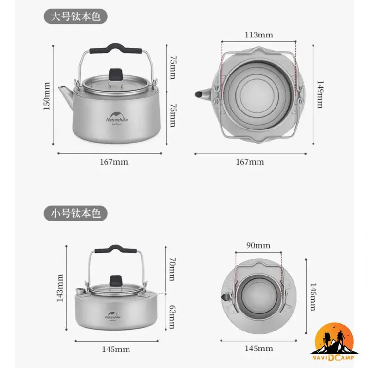 کتری تیتانیوم 0.8 لیتر نیچرهایک مدل NH21CJ007
